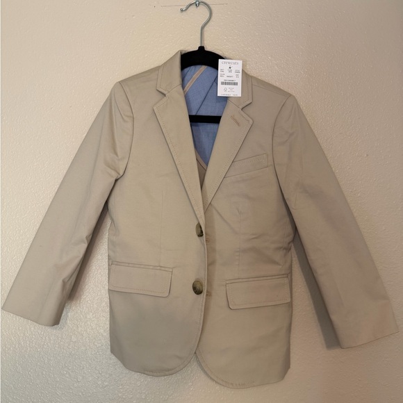 NEW J Crew Crewcuts Thompson Cotton Blend Khaki Blazer Jacket  Boys Size 4-5 - Picture 4 of 4